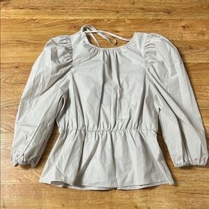 Zara Cream Puff Sleeve Blouse Size L
